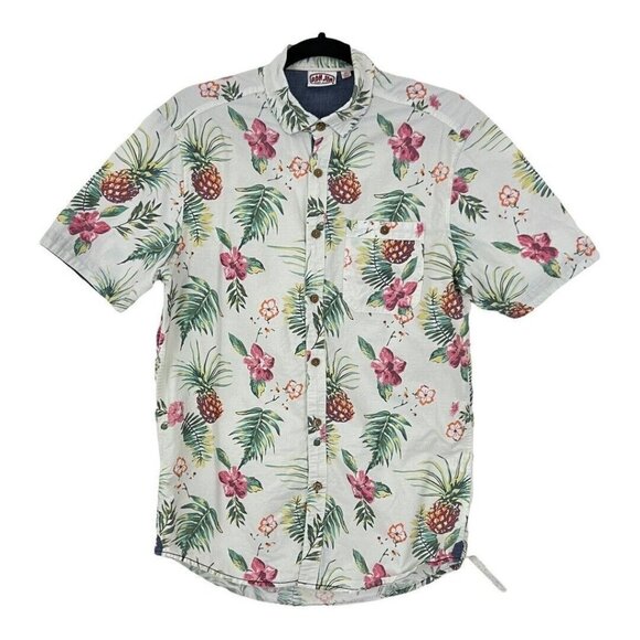 Ron Jon Surf Shop Mens Size Medium Floral Hawaiian Button Up Shirt - Picture 1 of 4